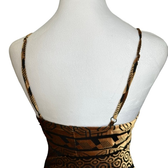 Nicole Miller STUDIO Black/Bronze Burnout Stretch Velvet Slip Dress Size 4 - Picture 10 of 17